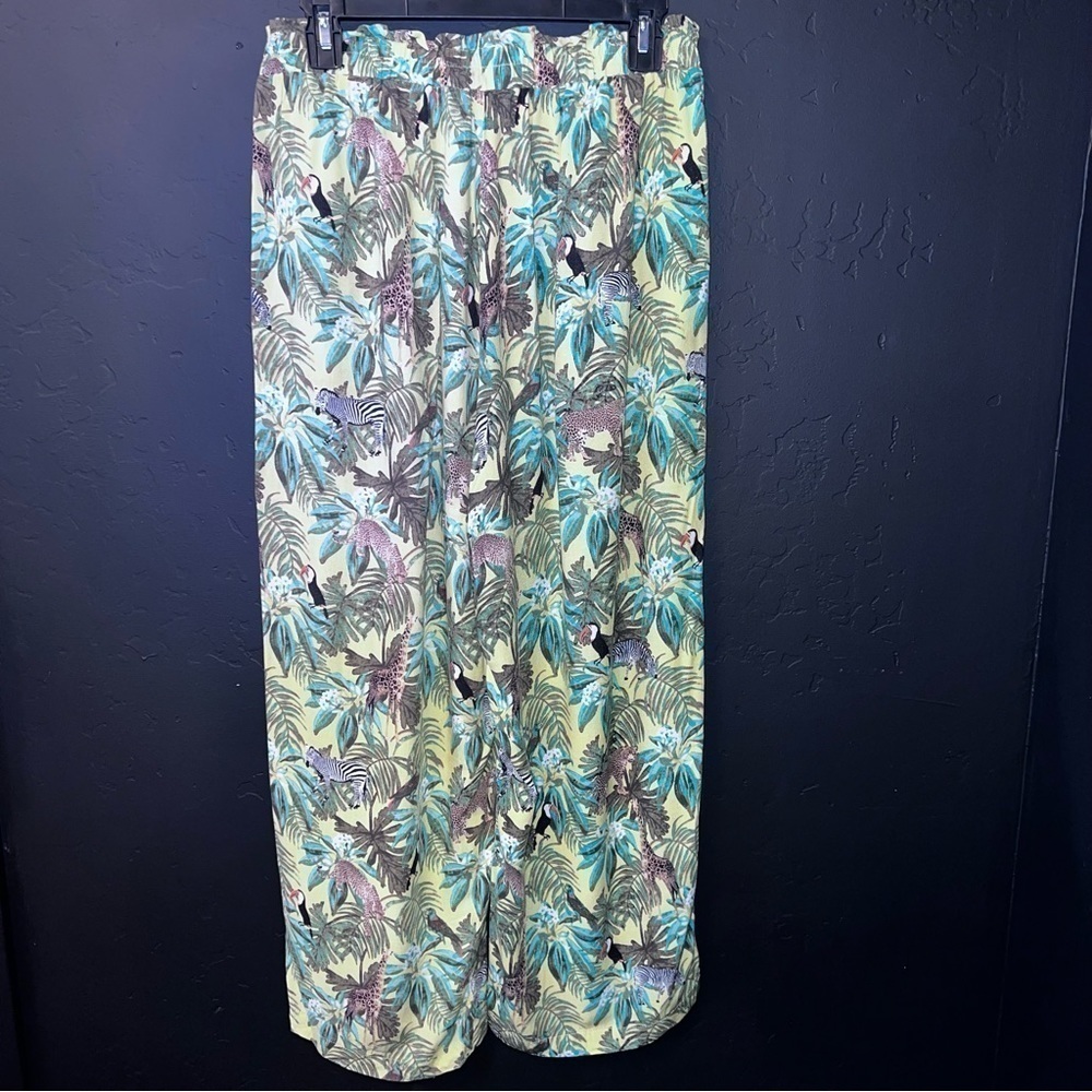 JANE + DELANCEY Women set Green Jungle Print Button Down Shirt XL Animals Zebra - Picture 15 of 17